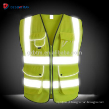 Atacado Amarelo Alta Visibilidade Colete Refletivo, Hi Viz Dia / Noite Segurança Heavy Duty Workwear Zipper Multi Bolsos EN20471